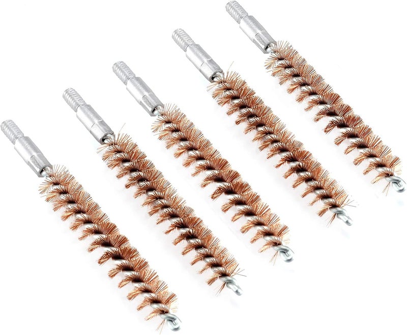 BOOSTEADY 5 Pcs Phosphor Bristle Bronze Bore Gun Cleaning Brush for Pistol Shotgun with 50 Professional Square Patches Multi-Caliber - Image 1